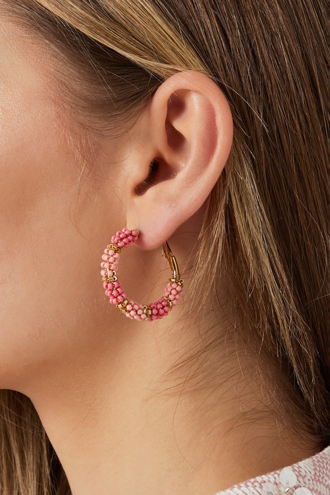 Roze hoops oorbellen