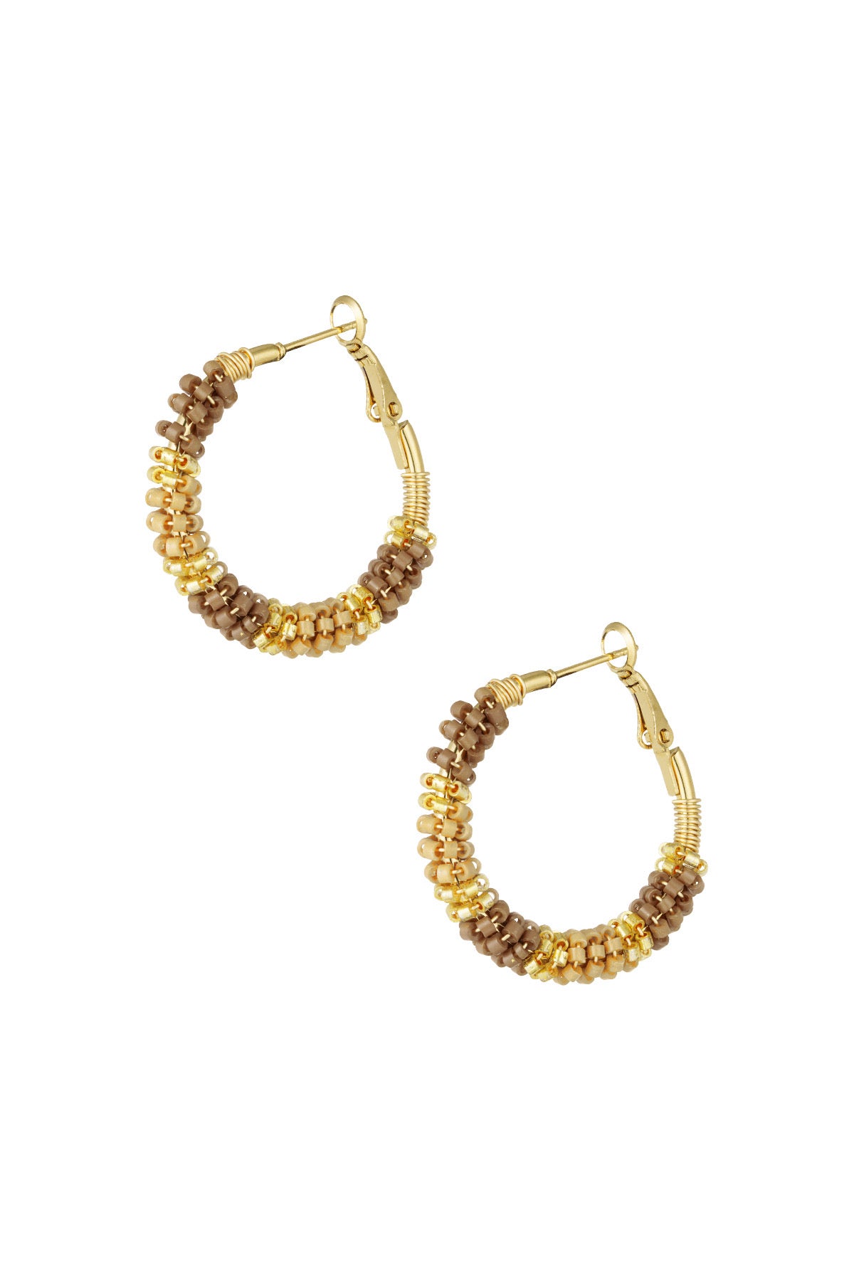 Beige hoop oorbellen