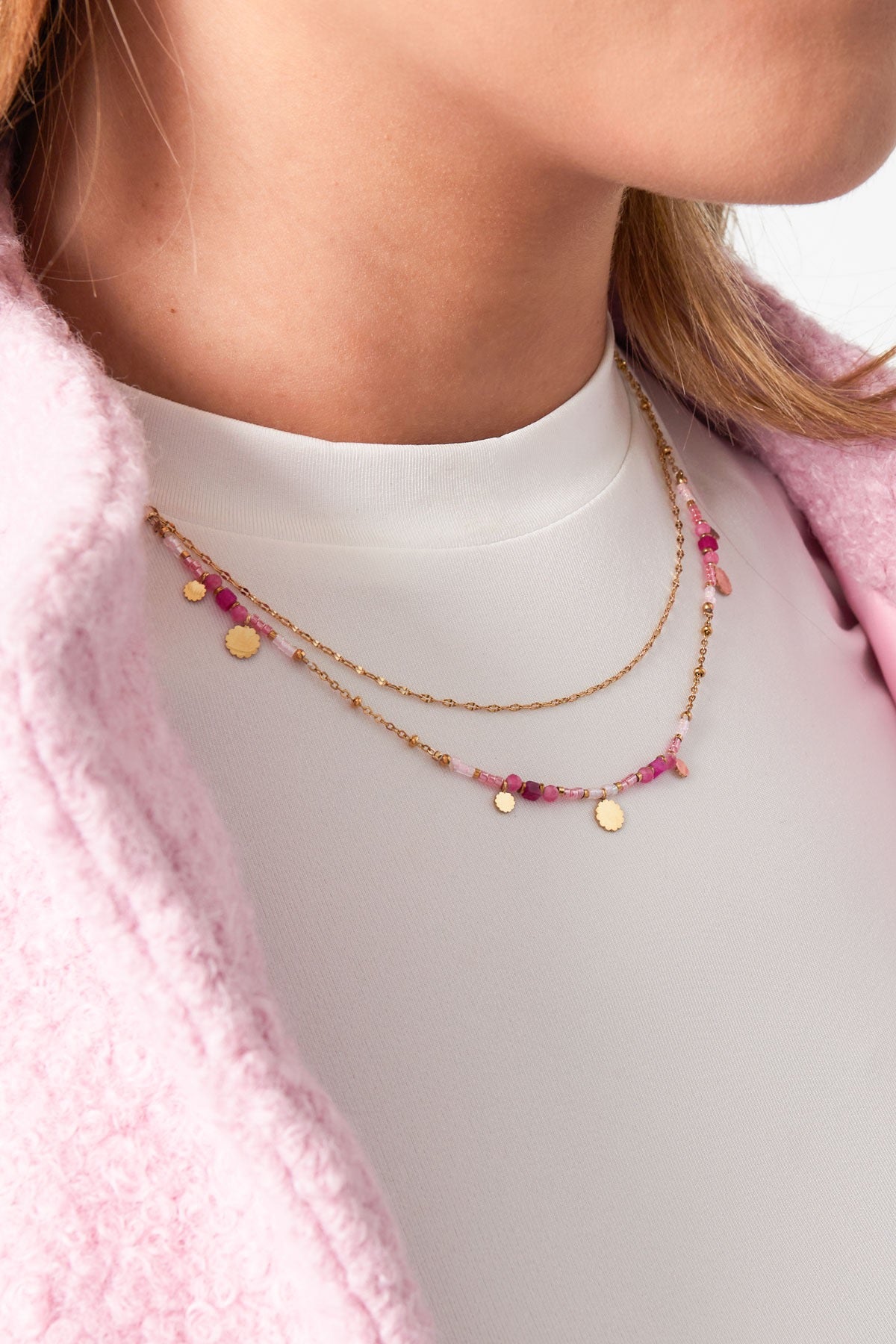 Ketting pink charms