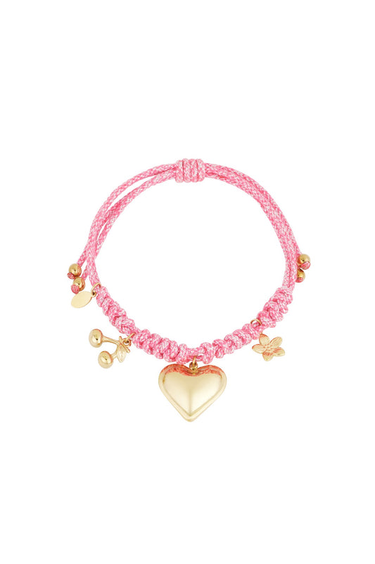Armband roze bedel